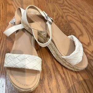 Women's White Braided Sandals- Used